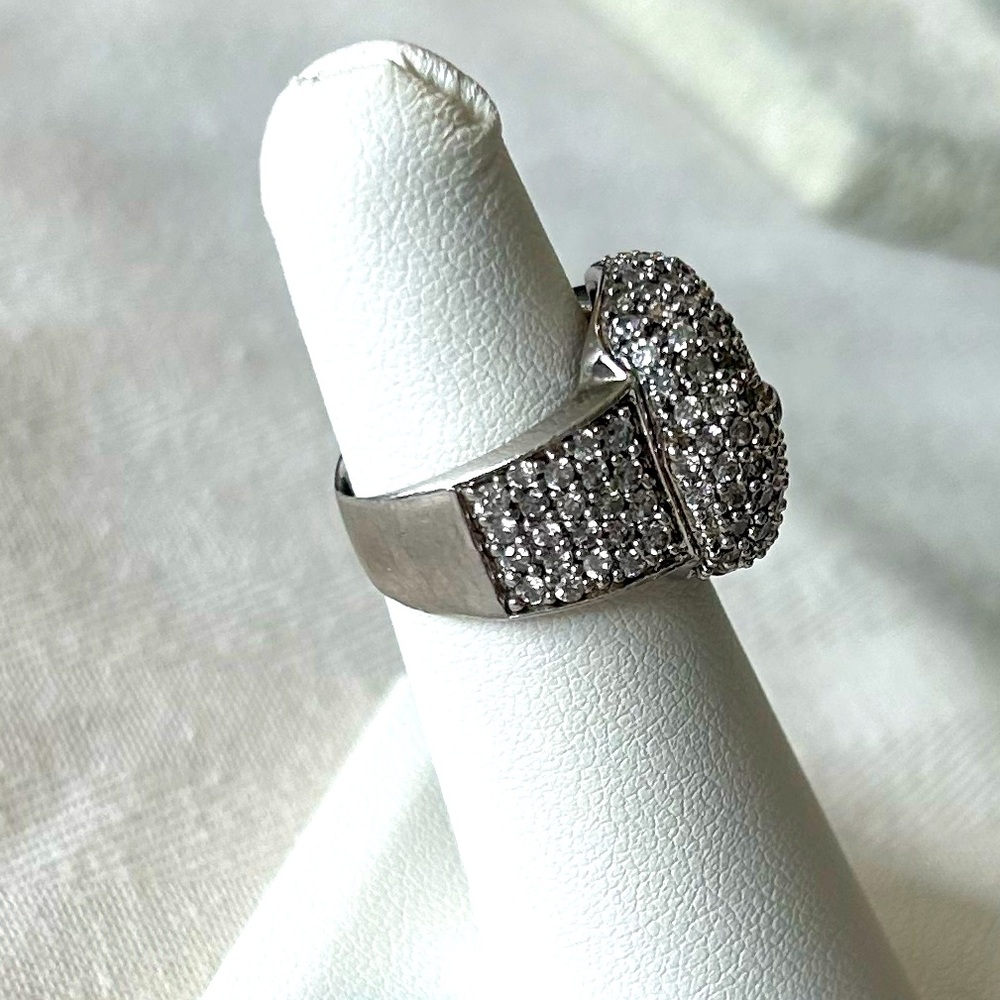 Vintage Silver Diamond Buckle Ring Size 5 - Picture 4 of 9